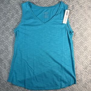 NWT Chico’s Ultimate Tee Women’s Size 0 (Small) Aqua Sleeveless Tank Top V-Neck